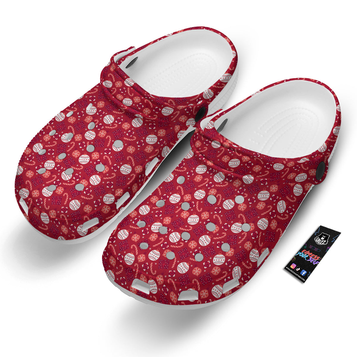 Cute Christmas Elements Print Pattern Clog-grizzshop