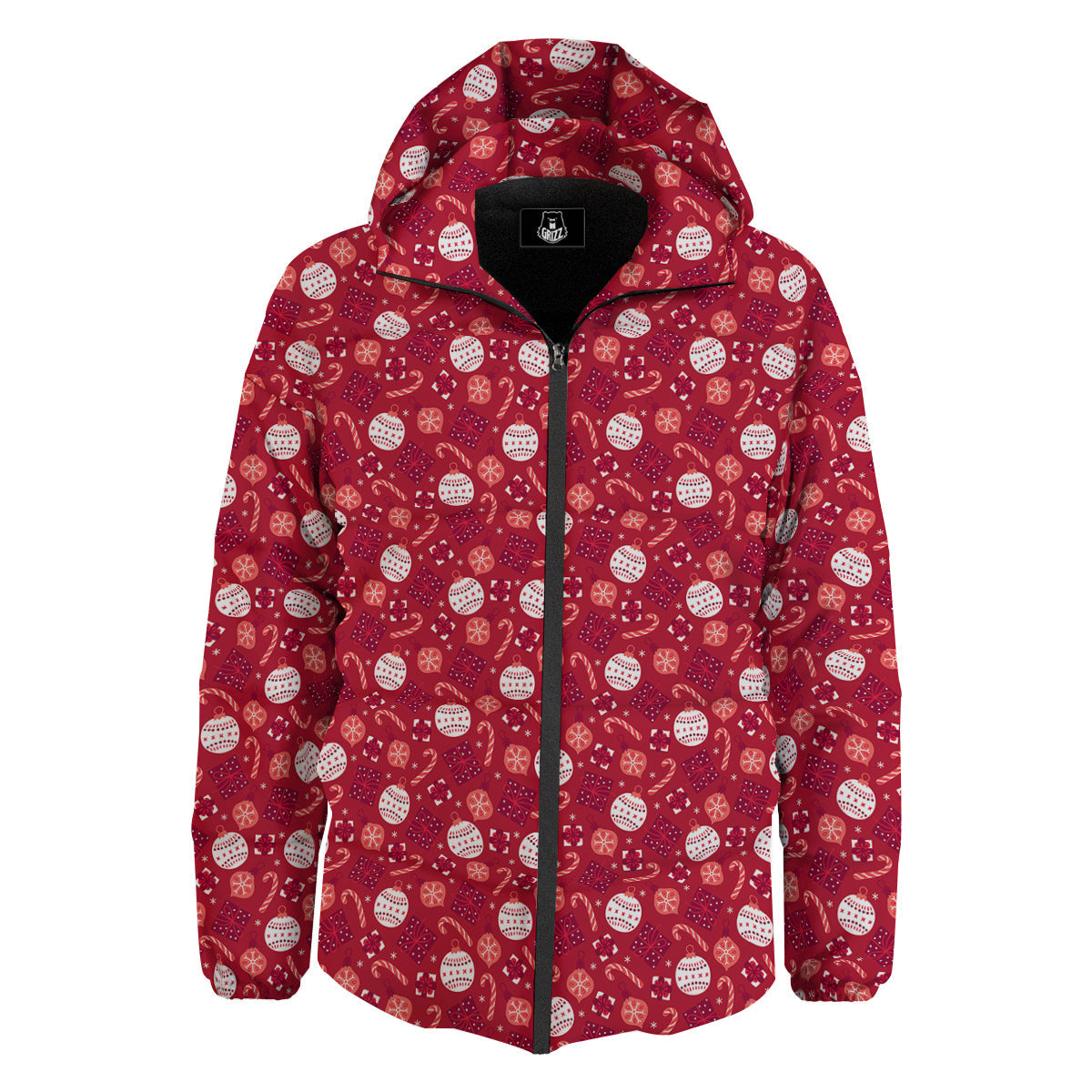 Cute Christmas Elements Print Pattern Down Jacket-grizzshop