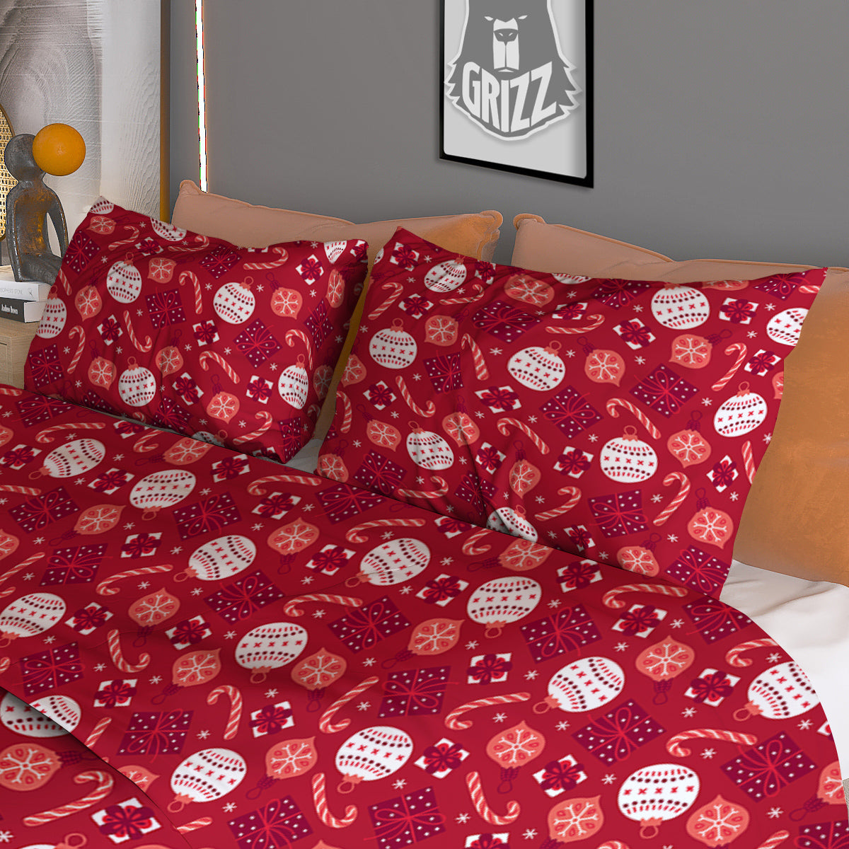 Cute Christmas Elements Print Pattern Duvet Cover Bedding Set