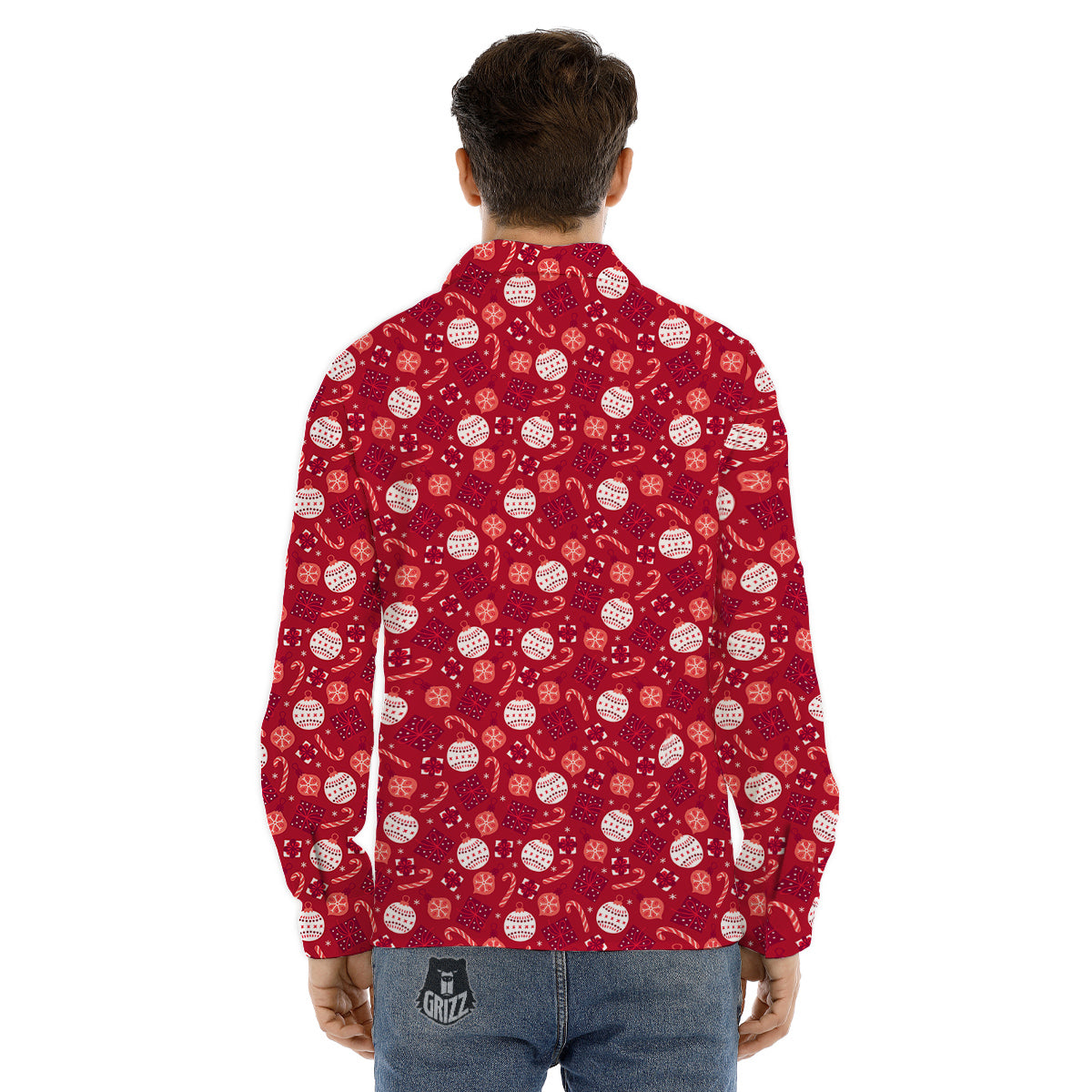 Cute Christmas Elements Print Pattern Men's Dress Shirts-grizzshop