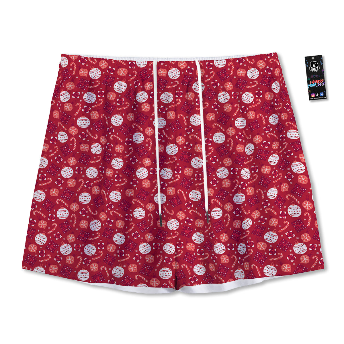 Cute Christmas Elements Print Pattern Mesh Shorts