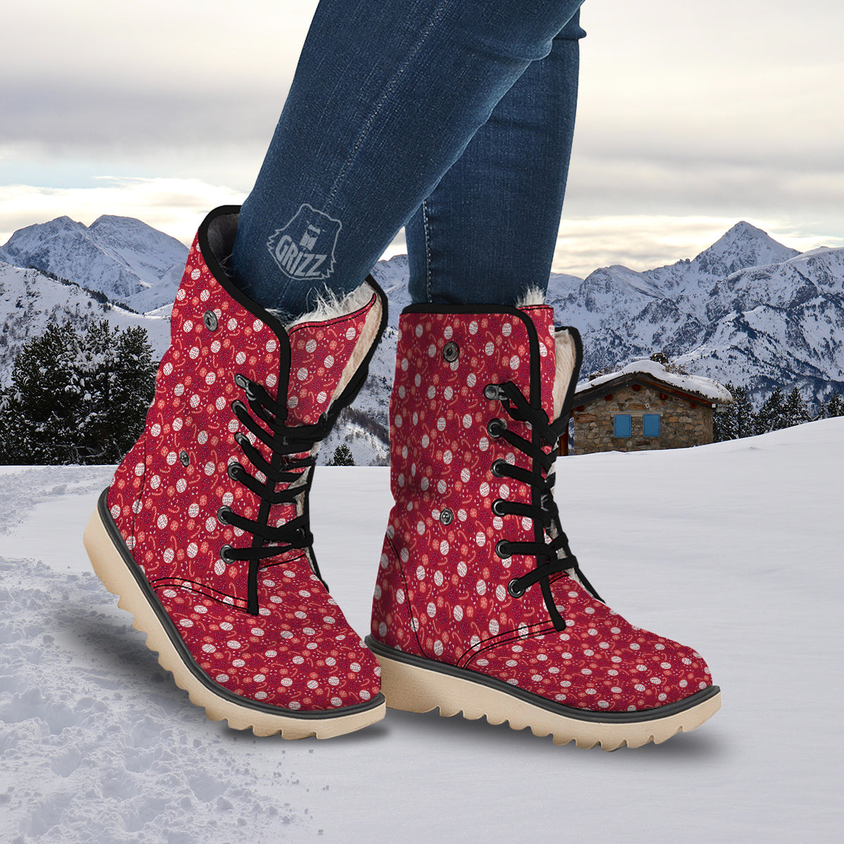 Cute Christmas Elements Print Pattern Snow Boots-grizzshop