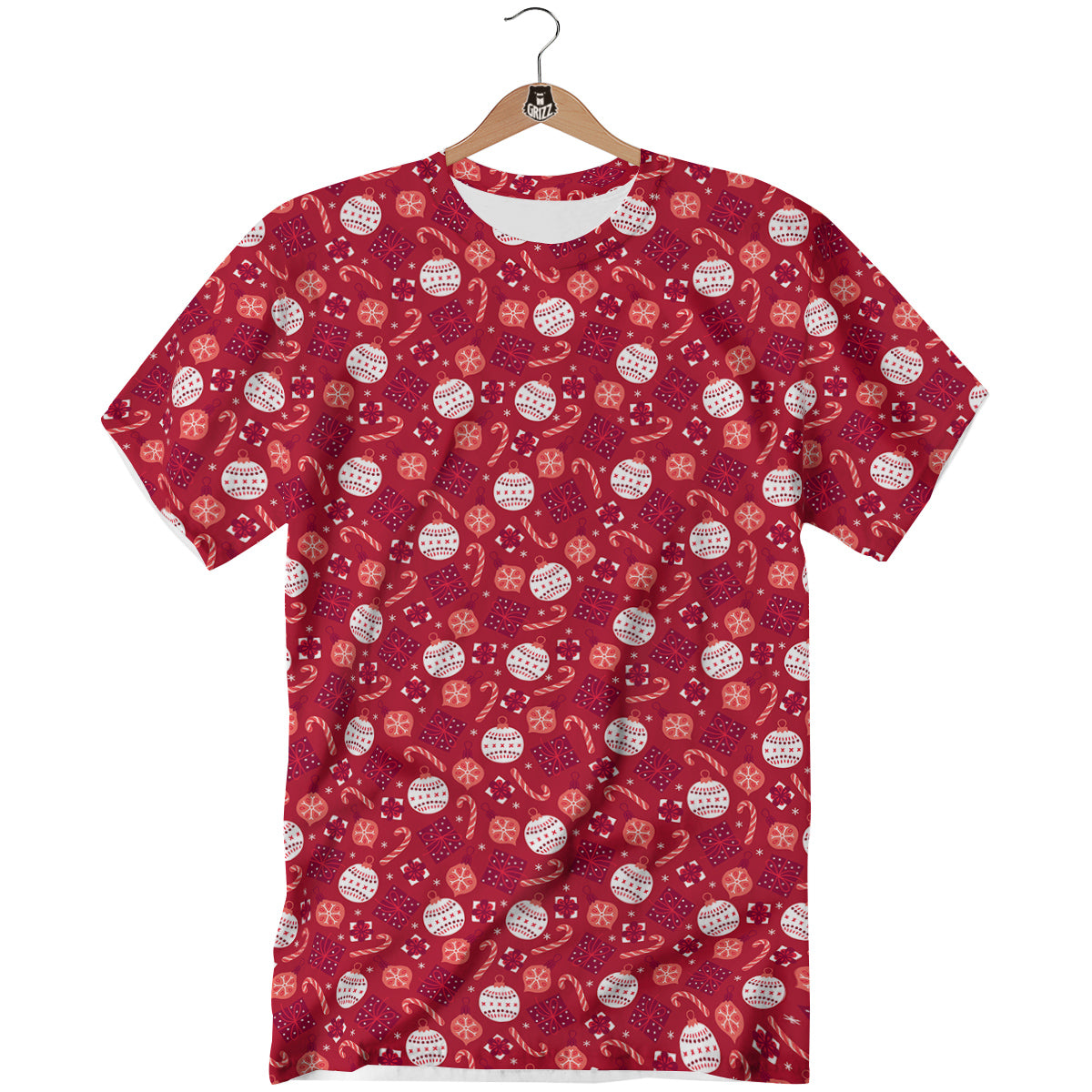 Cute Christmas Elements Print Pattern T-Shirt-grizzshop