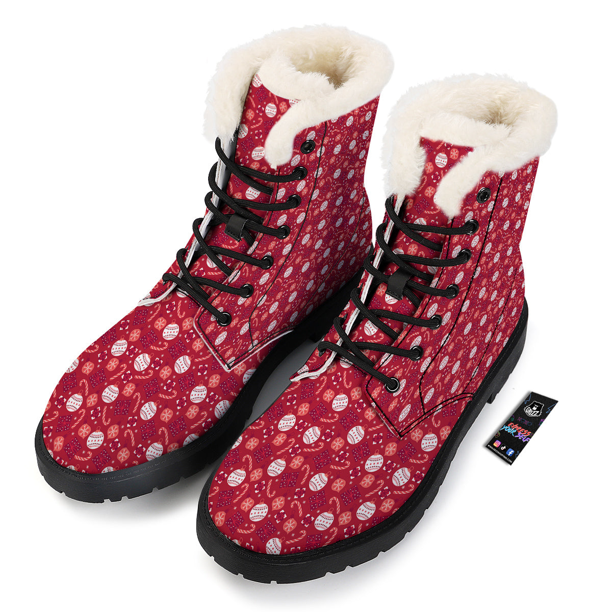 Cute Christmas Elements Print Pattern Winter Boots-grizzshop