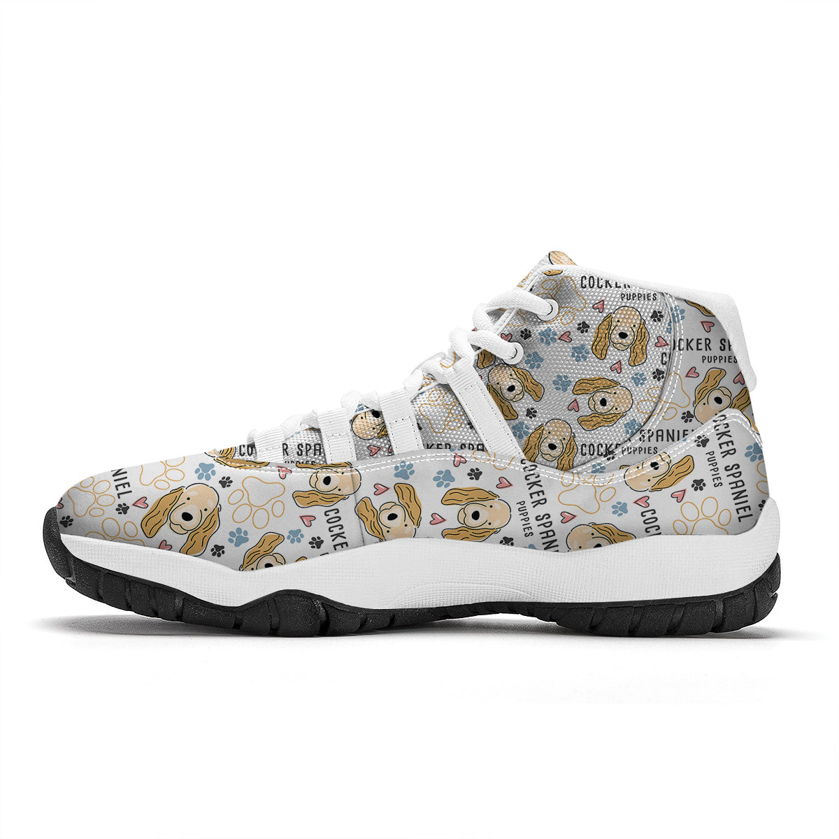 Cute Cocker spaniel Print Pattern White Bball Shoes-grizzshop