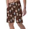 Cute Coffee Pattern Print Men's Shorts-grizzshop