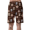 Cute Coffee Pattern Print Men's Shorts-grizzshop