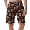 Cute Coffee Pattern Print Men's Shorts-grizzshop