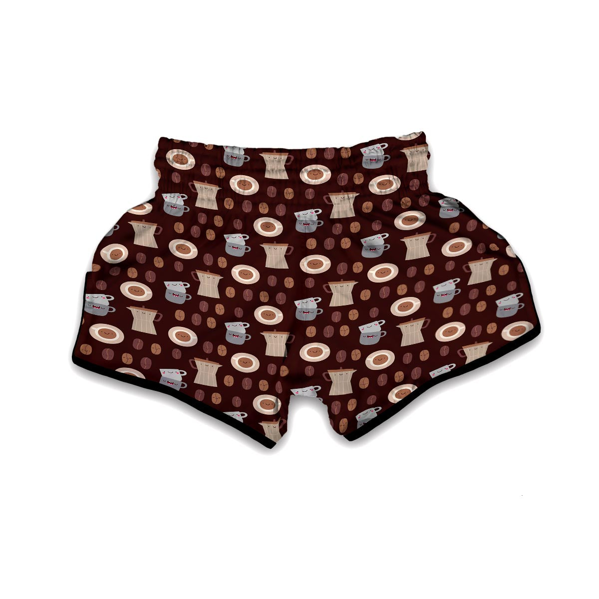 Cute Coffee Pattern Print Muay Thai Boxing Shorts-grizzshop