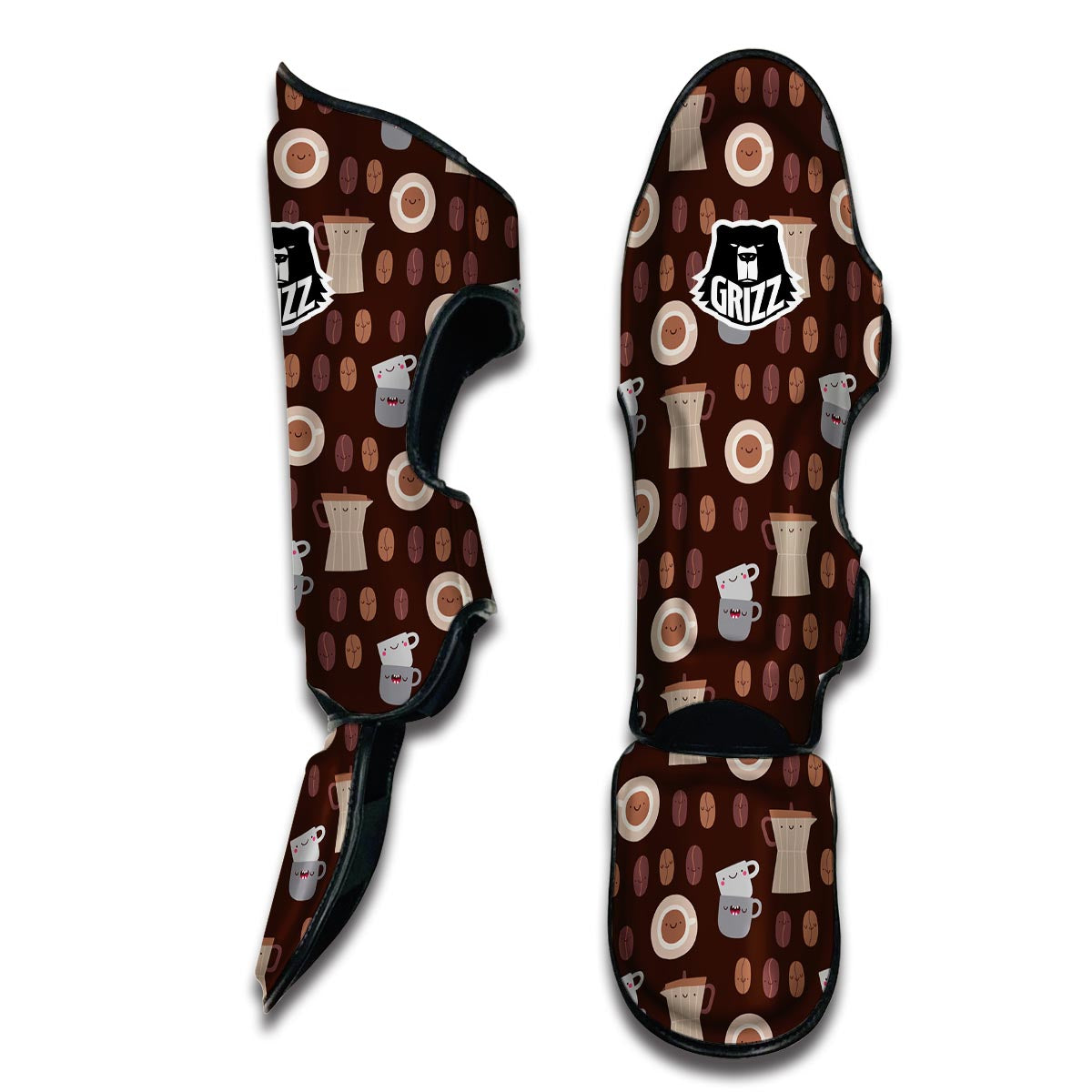 Cute Coffee Pattern Print Muay Thai Shin Guards-grizzshop