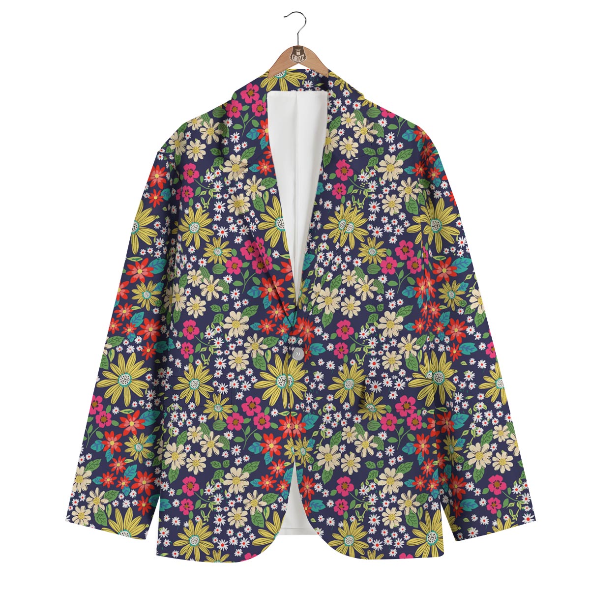 Cute Colorful Daisy Pattern Print Men's Blazer-grizzshop