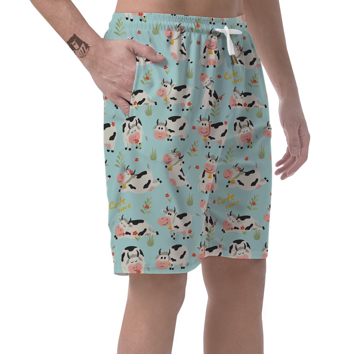 Cute Cow Print Men's Shorts-grizzshop