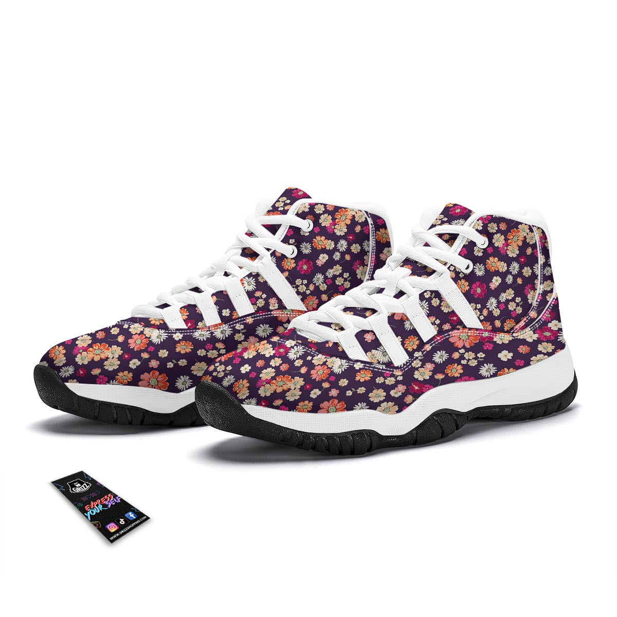 Cute Daisy ColorfulPattern Print White Bball Shoes-grizzshop