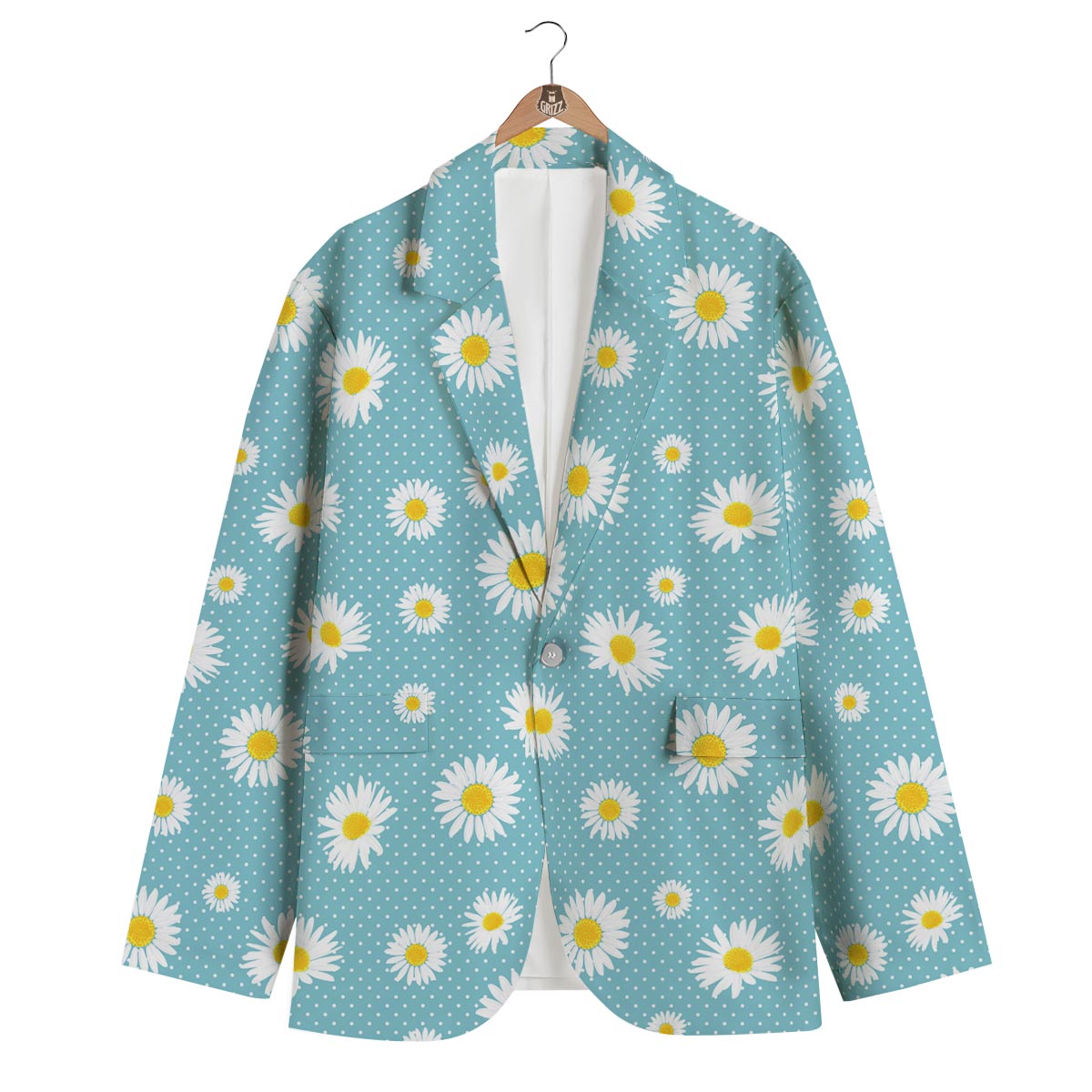 Cute Daisy Polkadot Pattern Print Men's Blazer-grizzshop
