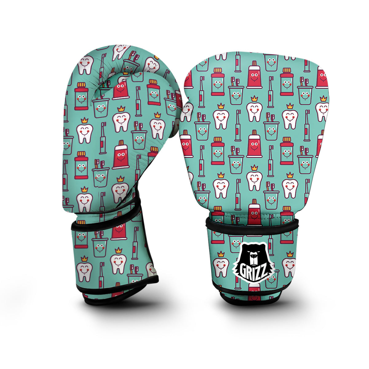 Cute Dental Floss And Tooth Print Pattern Boxing Gloves-grizzshop