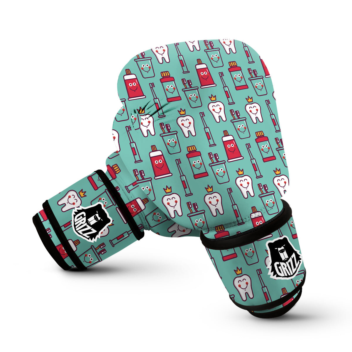 Cute Dental Floss And Tooth Print Pattern Boxing Gloves-grizzshop