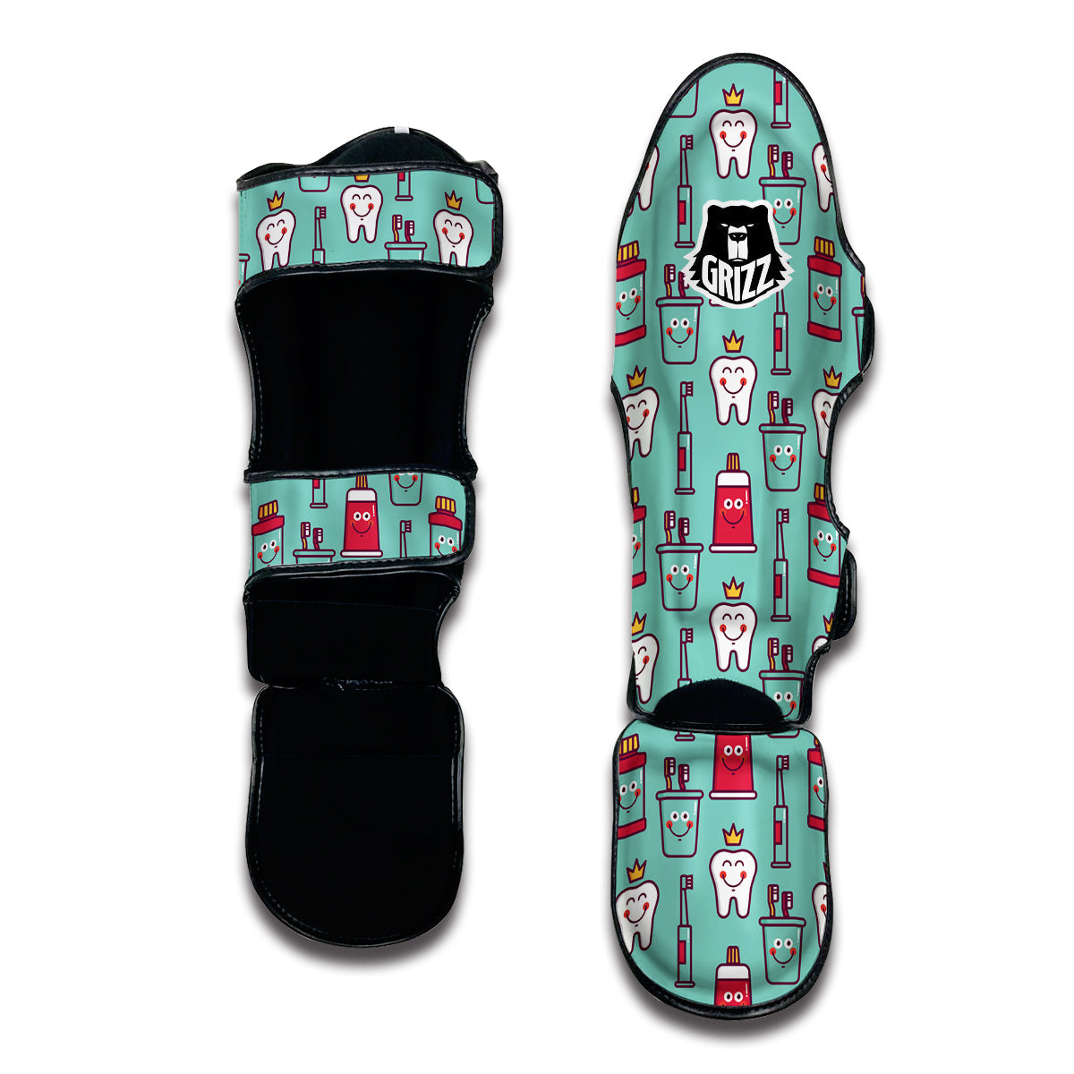 Cute Dental Floss And Tooth Print Pattern Muay Thai Shin Guards-grizzshop