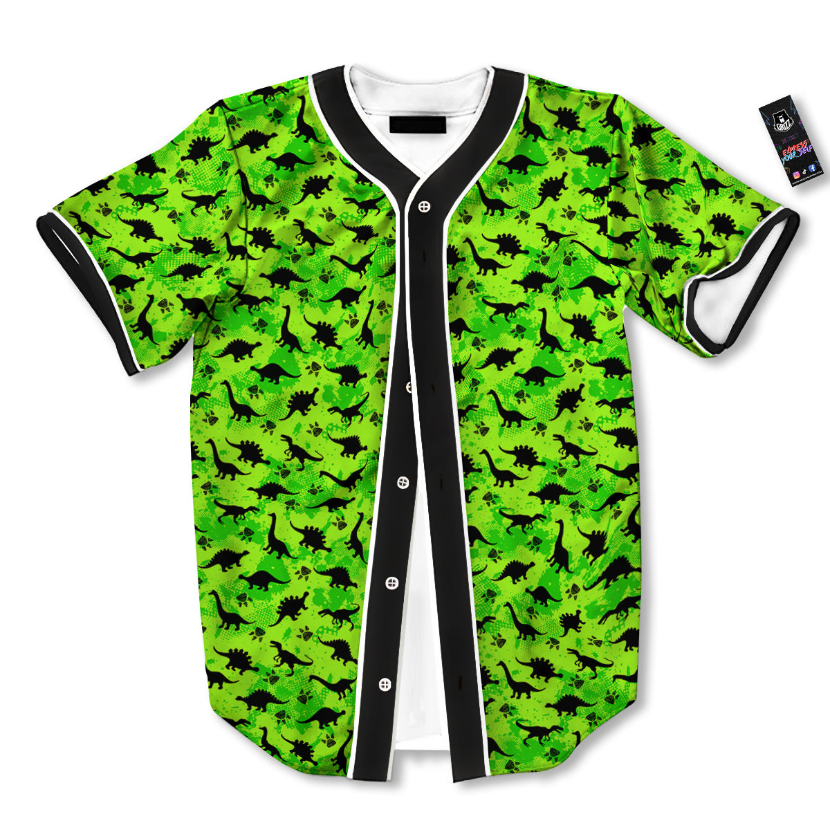 Cute Dino Green Print Pattern Baseball Jersey-grizzshop