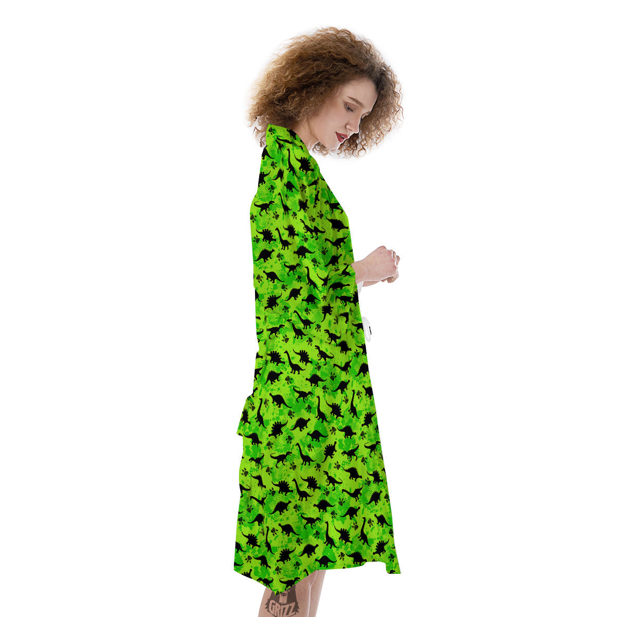 Cute Dino Green Print Pattern Kimono-grizzshop