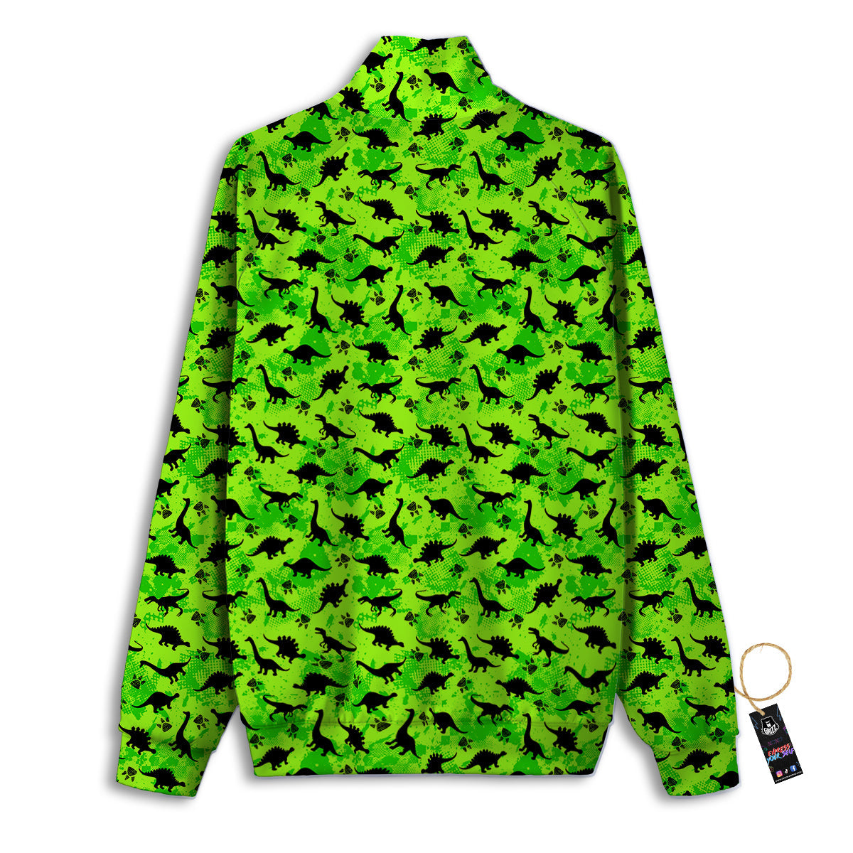 Cute Dino Green Print Pattern Track Jacket-grizzshop