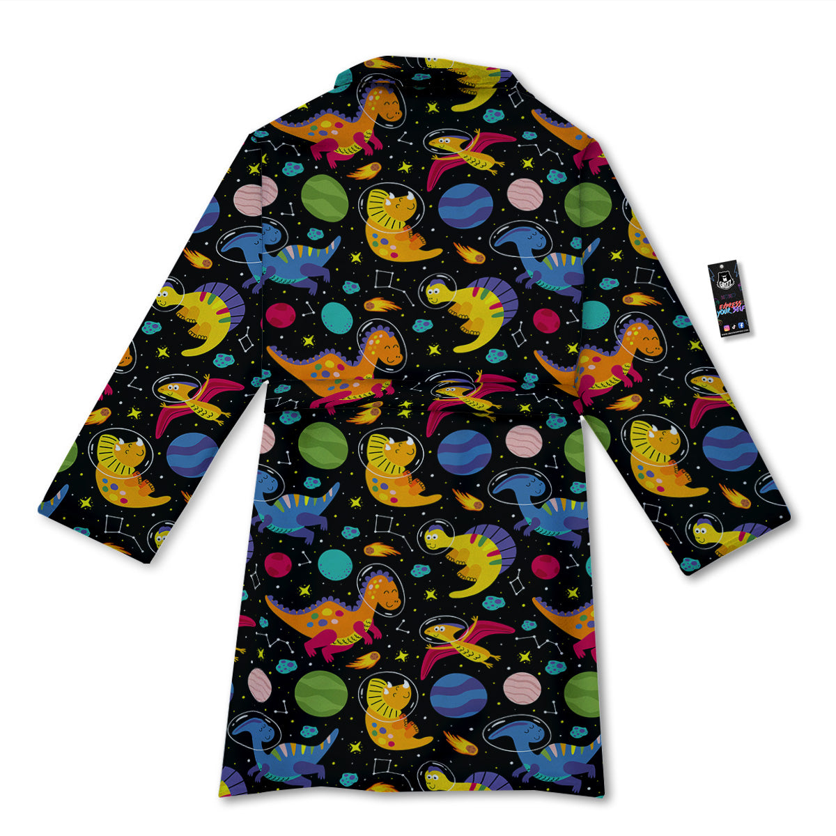 Cute Dinosaurs In Space Print Pattern Bathrobe-grizzshop