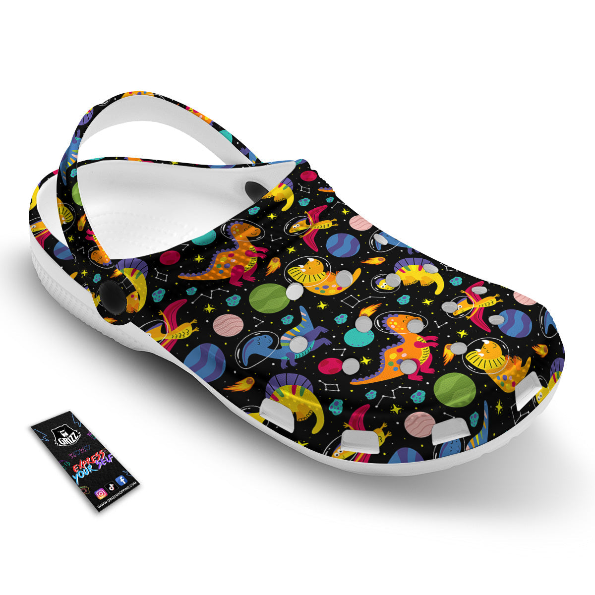 Cute Dinosaurs In Space Print Pattern Clog-grizzshop