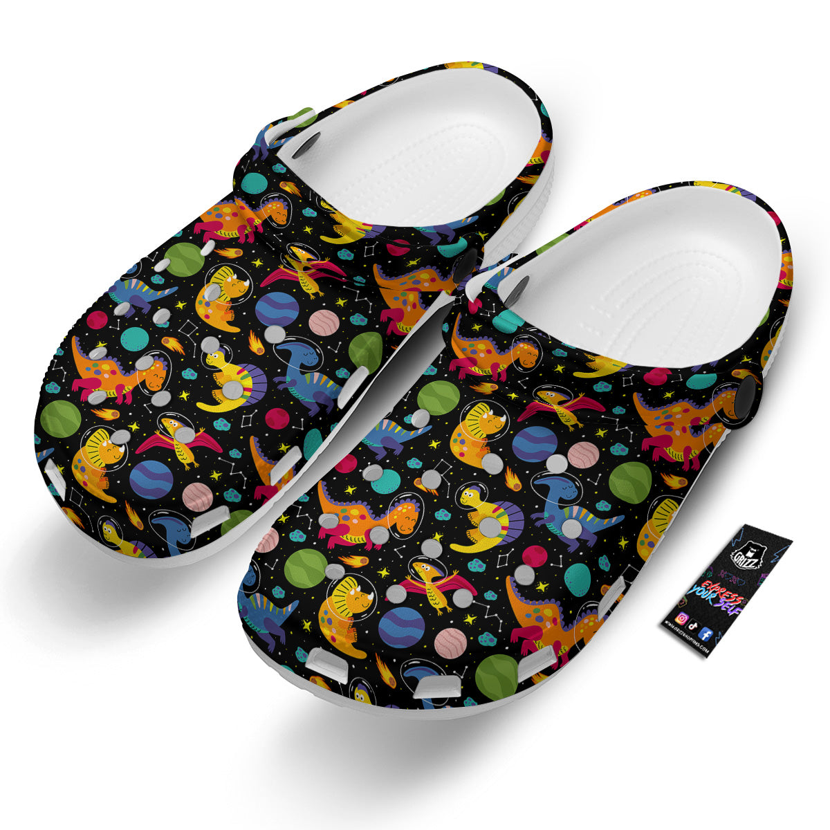 Cute Dinosaurs In Space Print Pattern Clog-grizzshop