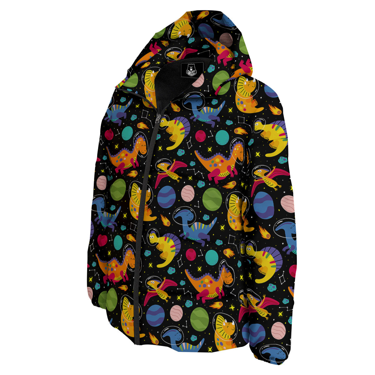 Cute Dinosaurs In Space Print Pattern Down Jacket-grizzshop
