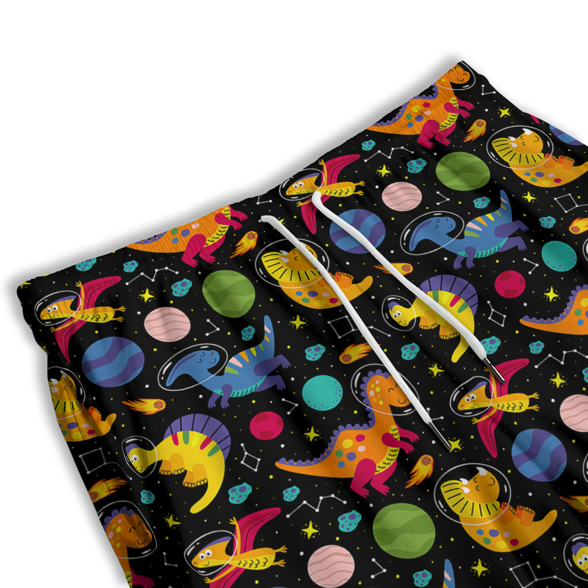 Cute Dinosaurs In Space Print Pattern Men's Athletic Shorts