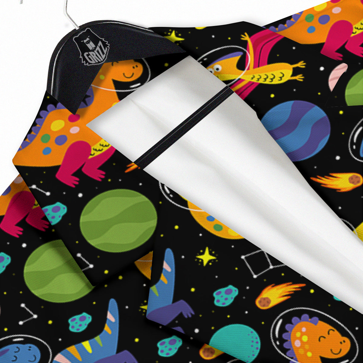 Cute Dinosaurs In Space Print Pattern Men's Sport Coat-grizzshop