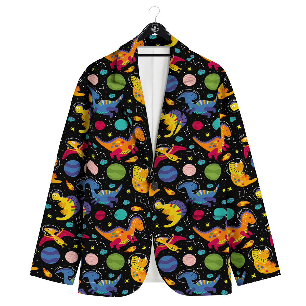 Cute Dinosaurs In Space Print Pattern Men's Sport Coat-grizzshop