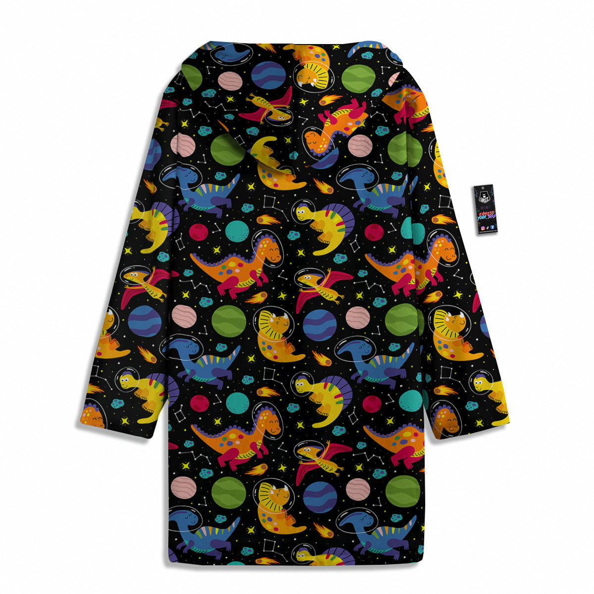 Cute Dinosaurs In Space Print Pattern Men's Windbreaker Jacket-grizzshop