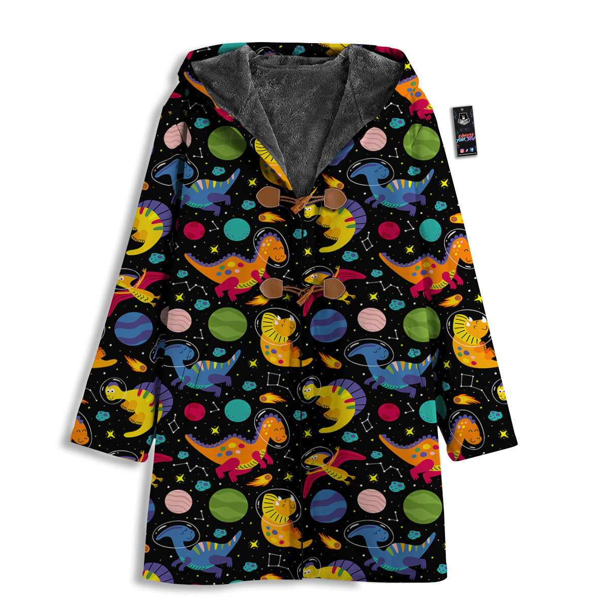 Cute Dinosaurs In Space Print Pattern Men's Windbreaker Jacket-grizzshop