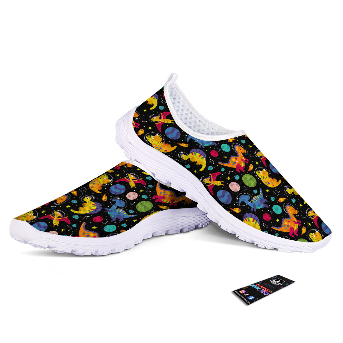 Cute Dinosaurs In Space Print Pattern Nurse Shoes-grizzshop
