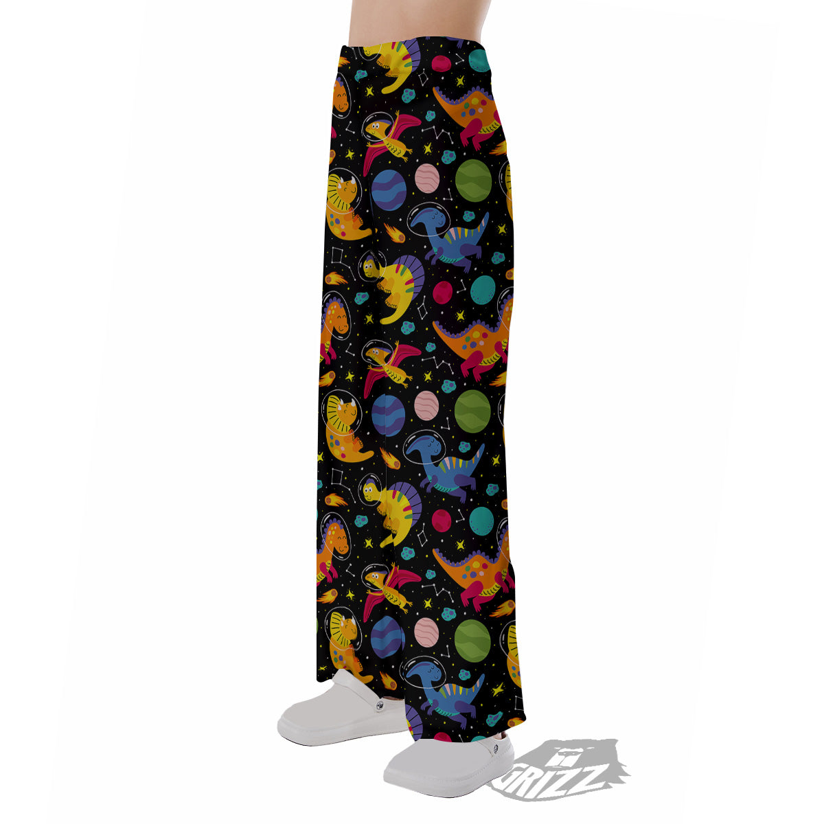 Cute Dinosaurs In Space Print Pattern Pajama Pants-grizzshop