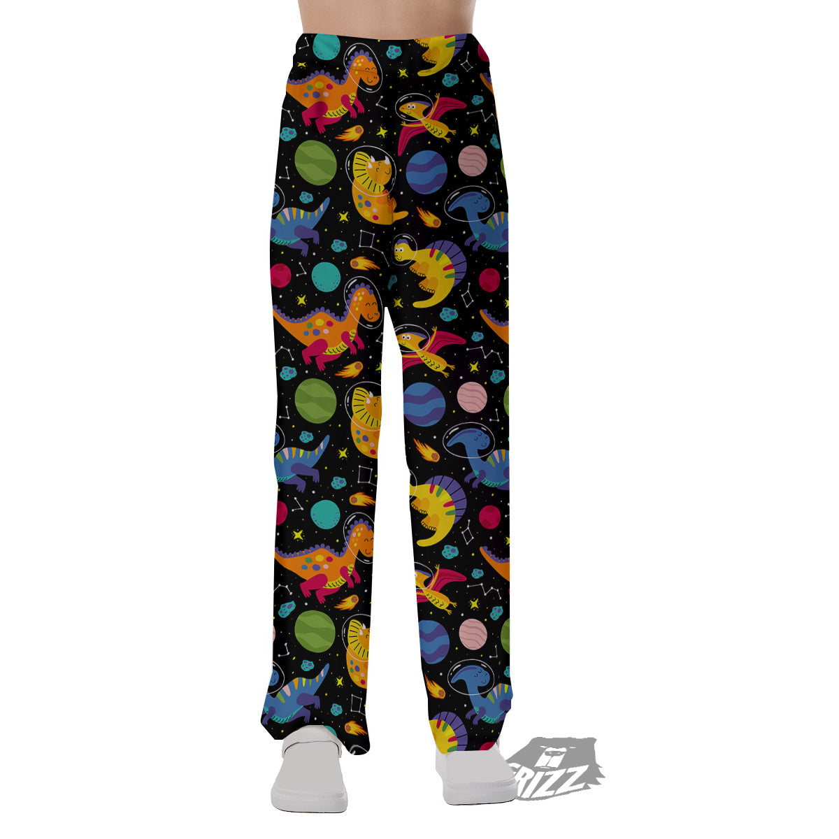 Cute Dinosaurs In Space Print Pattern Pajama Pants-grizzshop
