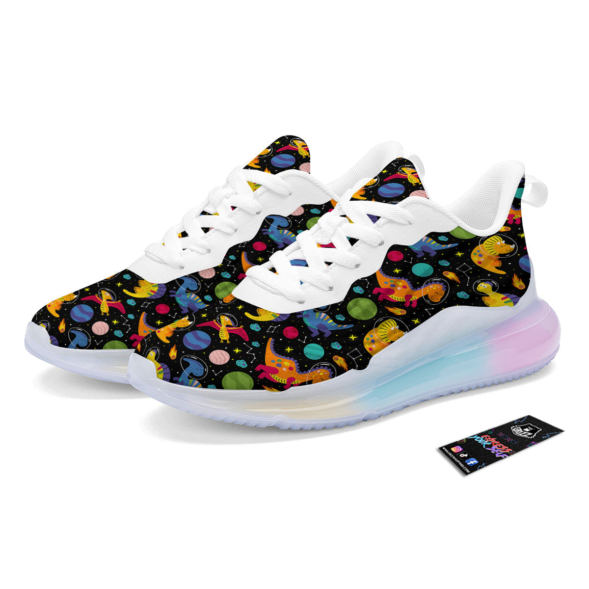 Cute Dinosaurs In Space Print Pattern Running Sneakers-grizzshop