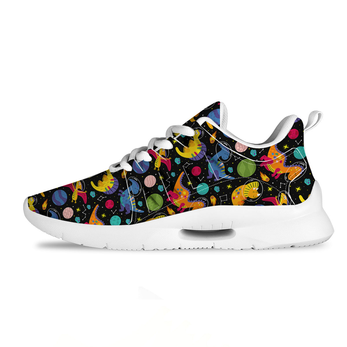 Cute Dinosaurs In Space Print Pattern Tennis Shoes-grizzshop