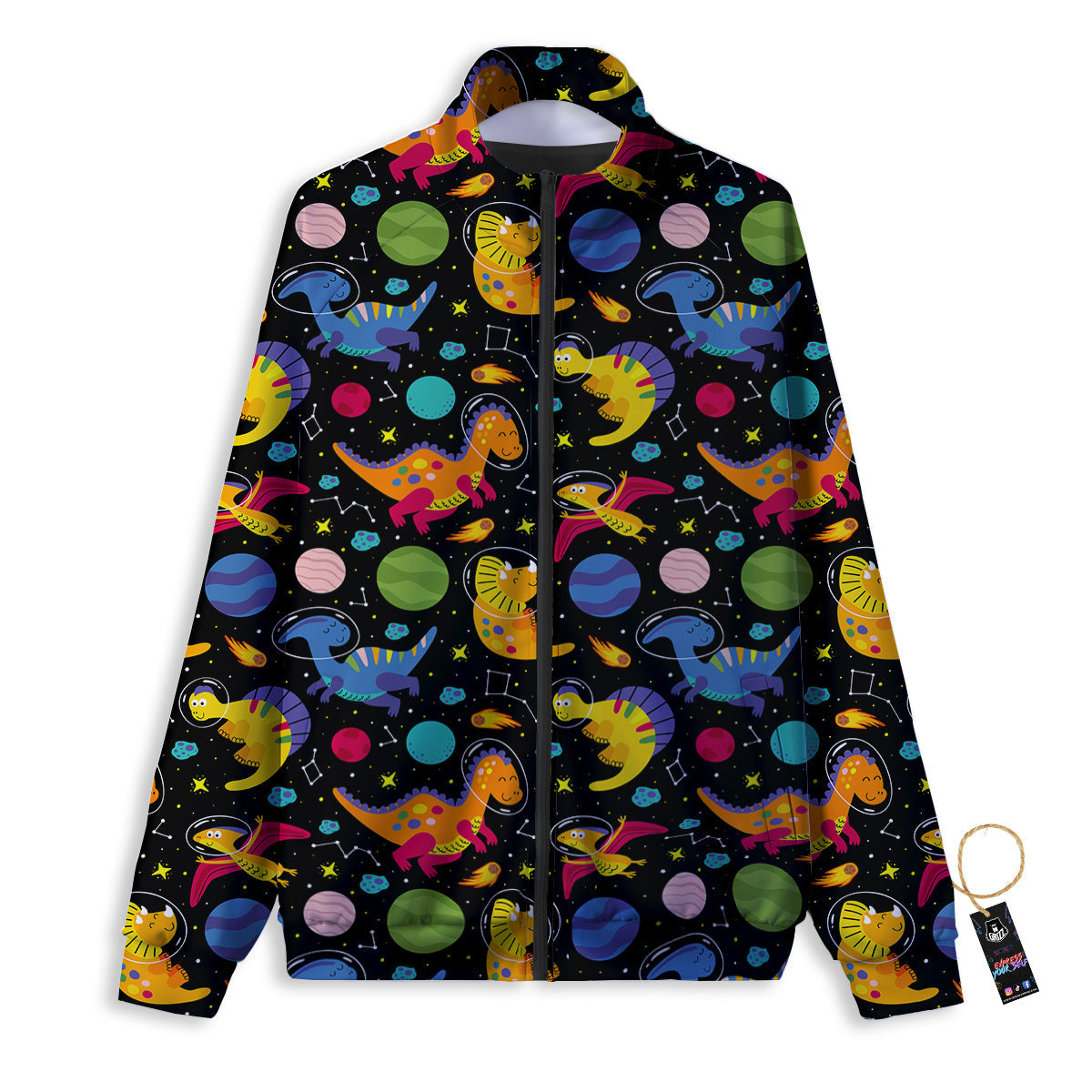 Cute Dinosaurs In Space Print Pattern Track Jacket-grizzshop