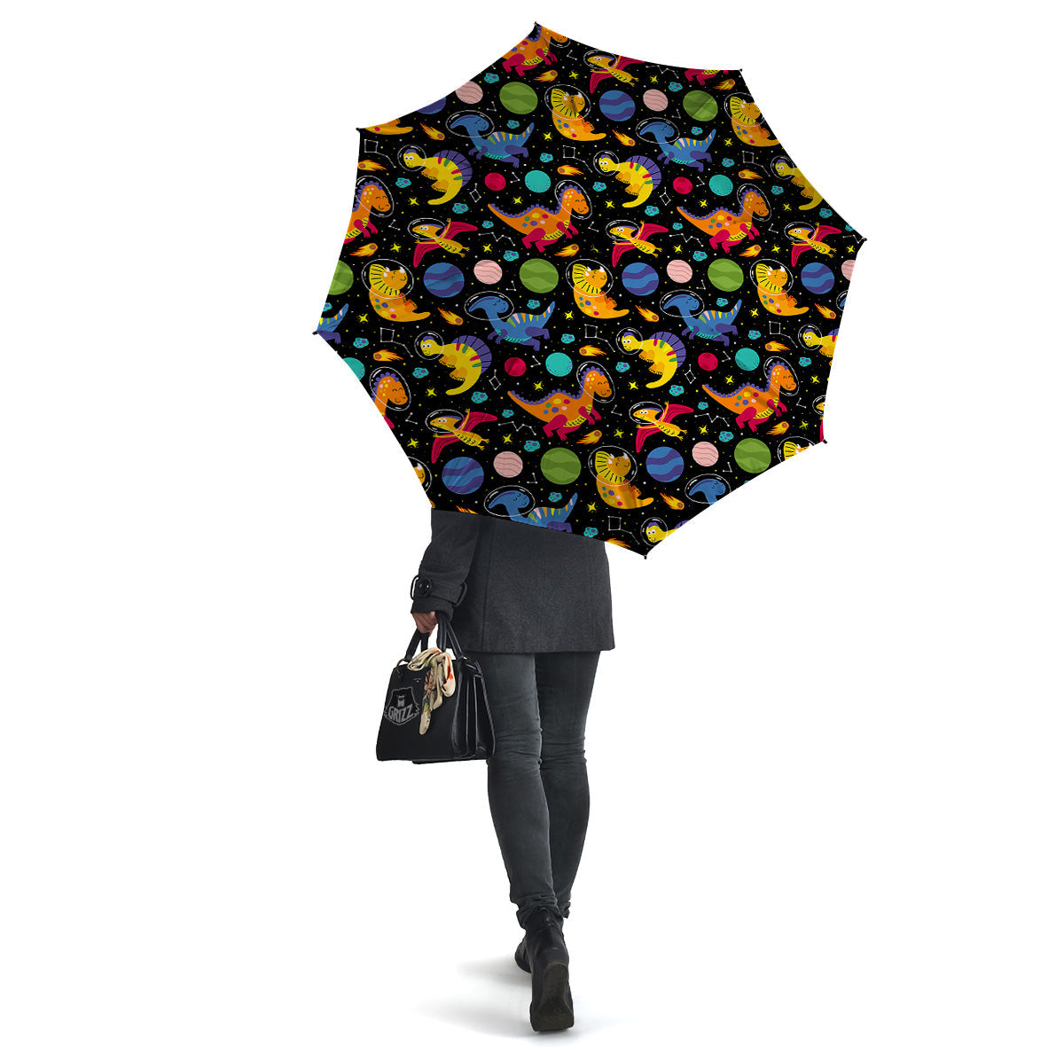 Cute Dinosaurs In Space Print Pattern Umbrella-grizzshop
