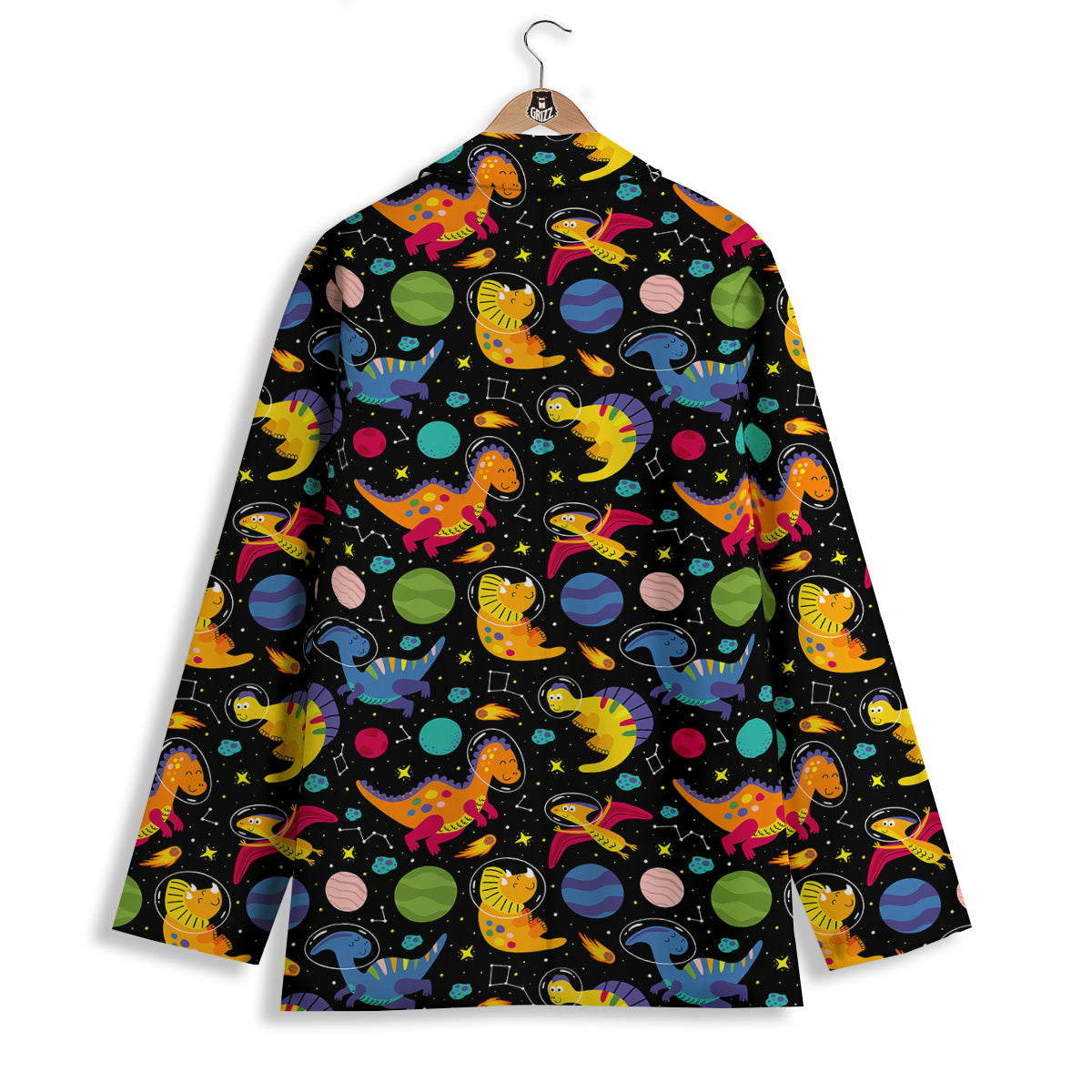 Cute Dinosaurs In Space Print Pattern Women's Blazer-grizzshop