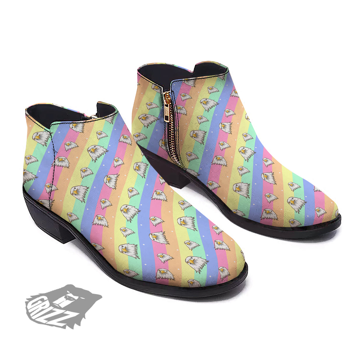 Cute Eagle Rainbow Print Pattern Ankle Boots-grizzshop