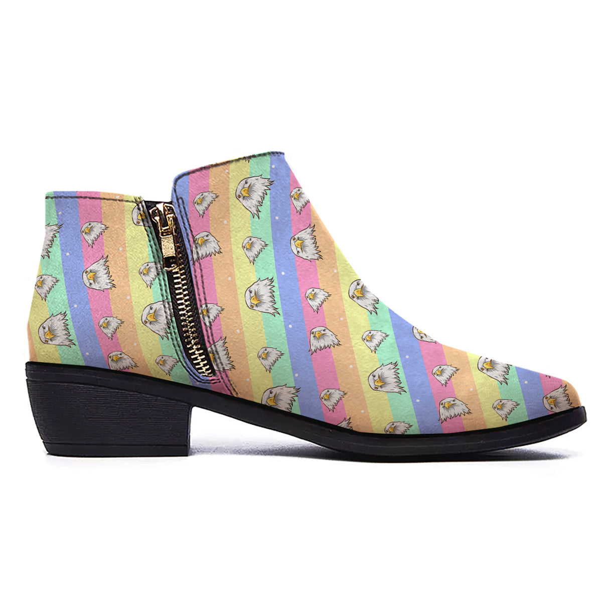Cute Eagle Rainbow Print Pattern Ankle Boots-grizzshop