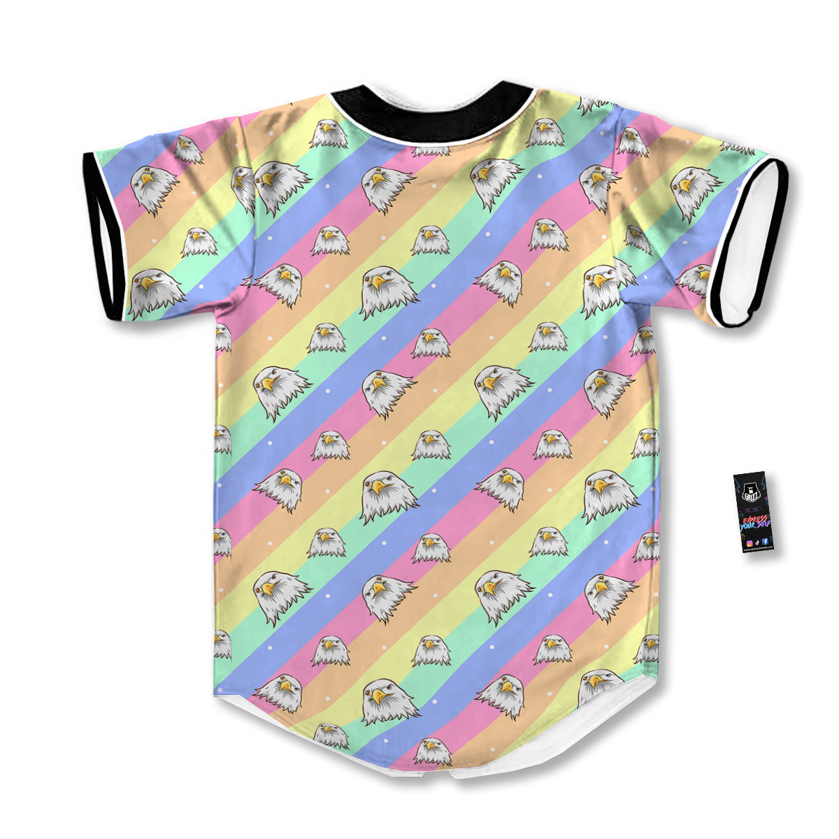Cute Eagle Rainbow Print Pattern Baseball Jersey-grizzshop
