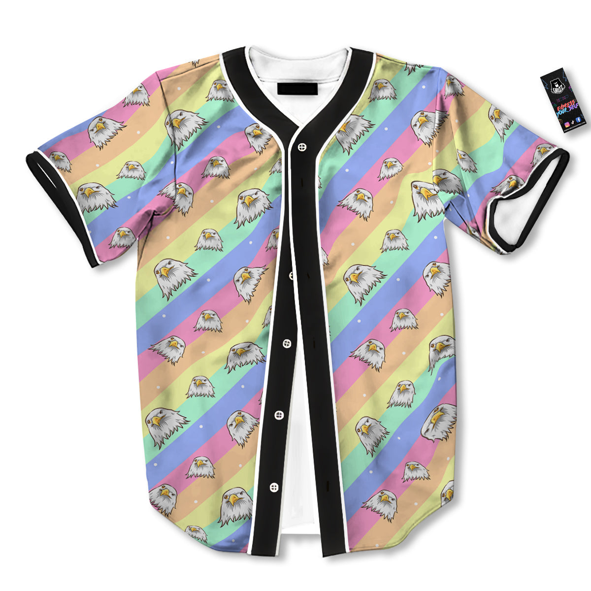 Cute Eagle Rainbow Print Pattern Baseball Jersey-grizzshop