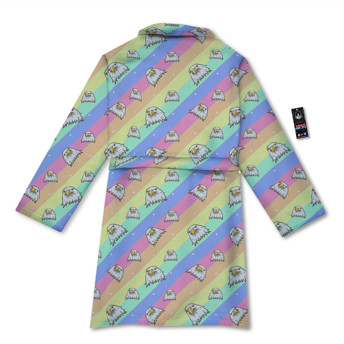 Cute Eagle Rainbow Print Pattern Bathrobe-grizzshop
