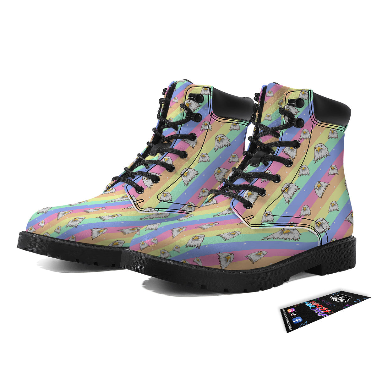 Cute Eagle Rainbow Print Pattern Boots-grizzshop
