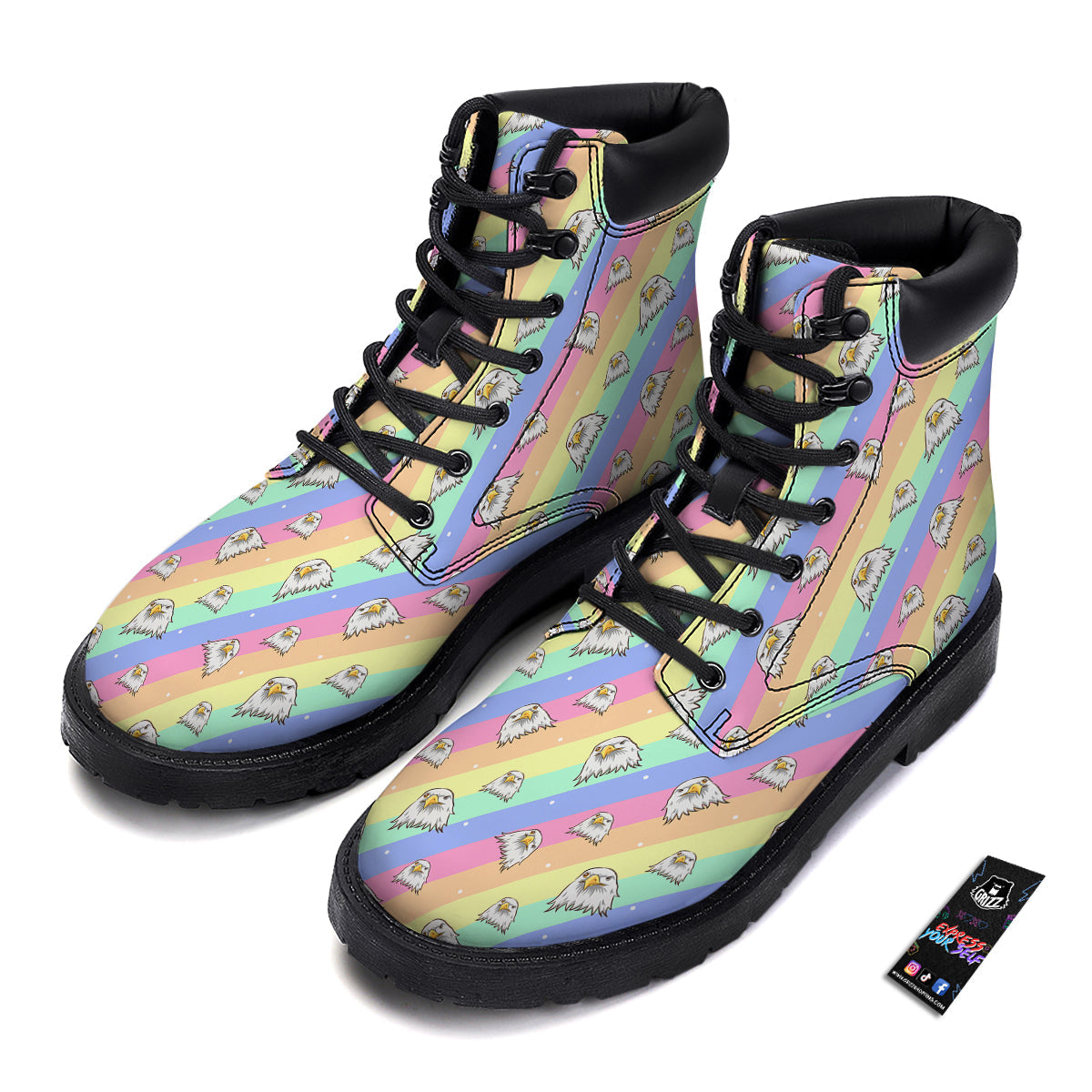 Cute Eagle Rainbow Print Pattern Boots-grizzshop