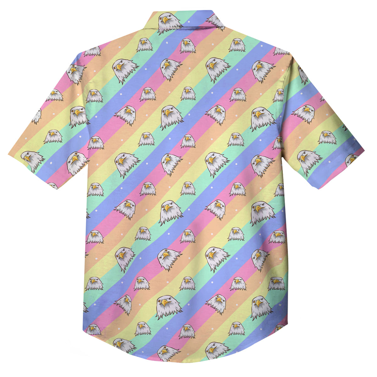 Cute Eagle Rainbow Print Pattern Button Up Shirt-grizzshop