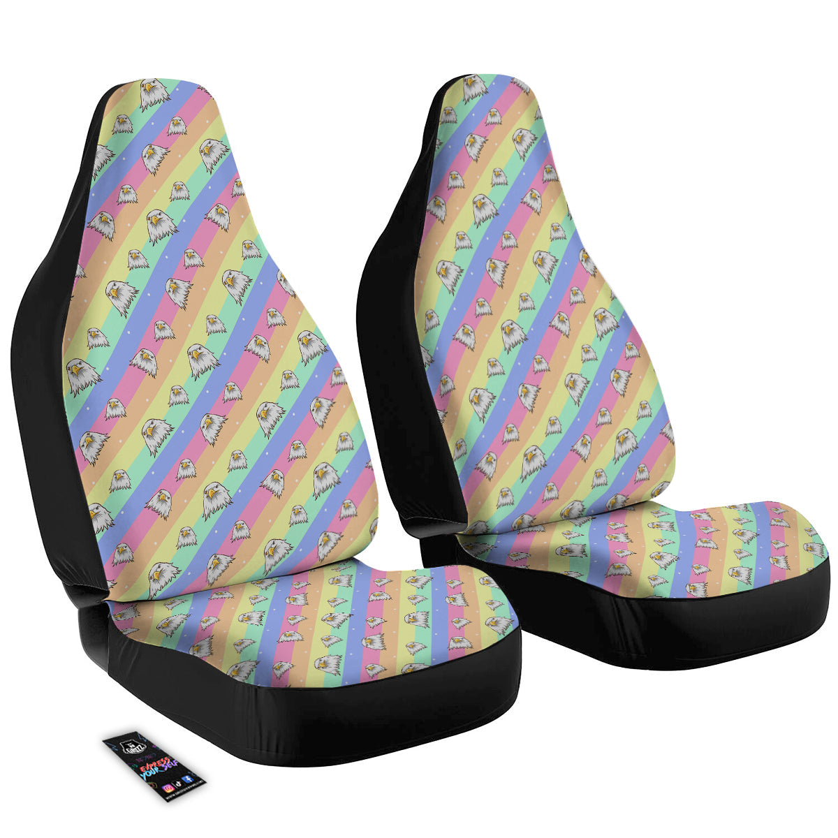 Cute Eagle Rainbow Print Pattern Car Seat Covers-grizzshop